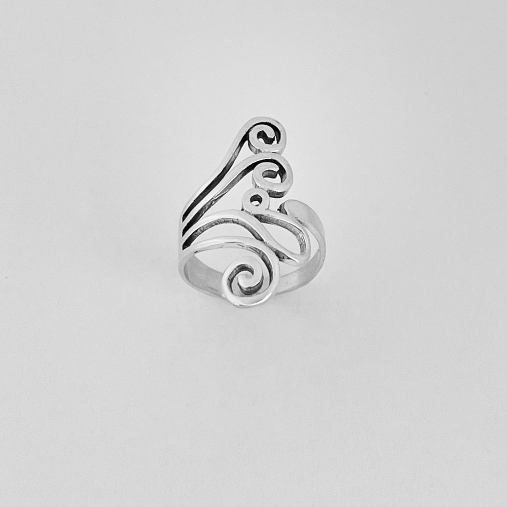Sterling Silver Statement Swirly Ring, Silver Rings, Swirl Jewelry, Spiral Ring - Picture 2 of 14